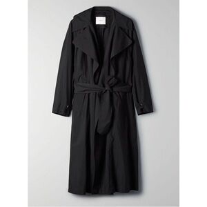 Aritzia Wilfred Black Belted Draped Trench Coat